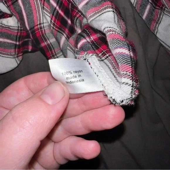 EUC Lane Bryant Flannel Shirt Dress Size 18 Tunic Plaid Knotted Front High Low - Picture 6 of 6